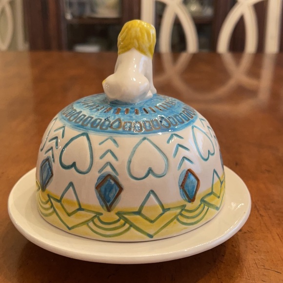 Anthropologie Dining Anthropologie Blue And Yellow Lion Butter Dish